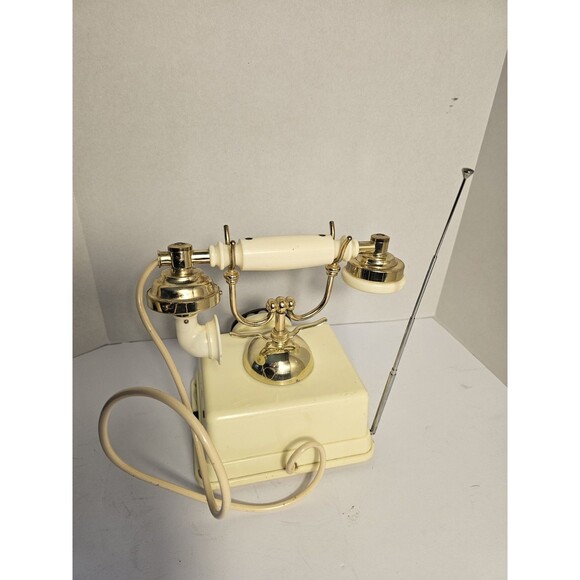 Vintage Rotary Style Telephone AM/FM Radio Combo Gold Retro Novelty Phone Japan - Picture 3 of 9